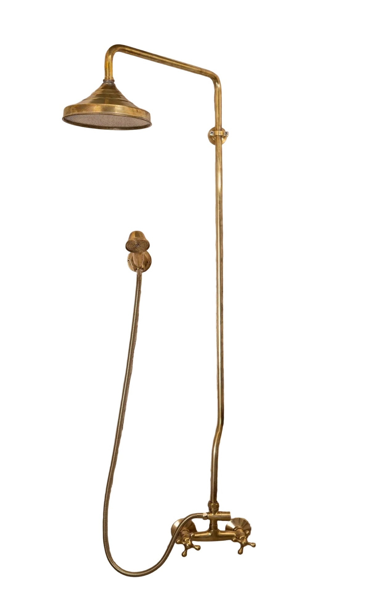 Unlacquered Brass Shower System - Brass Round Head