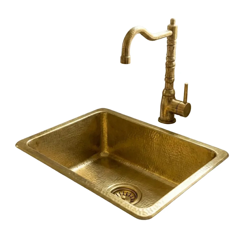 Unlacquered Brass Undermount Bar Sink with Drain