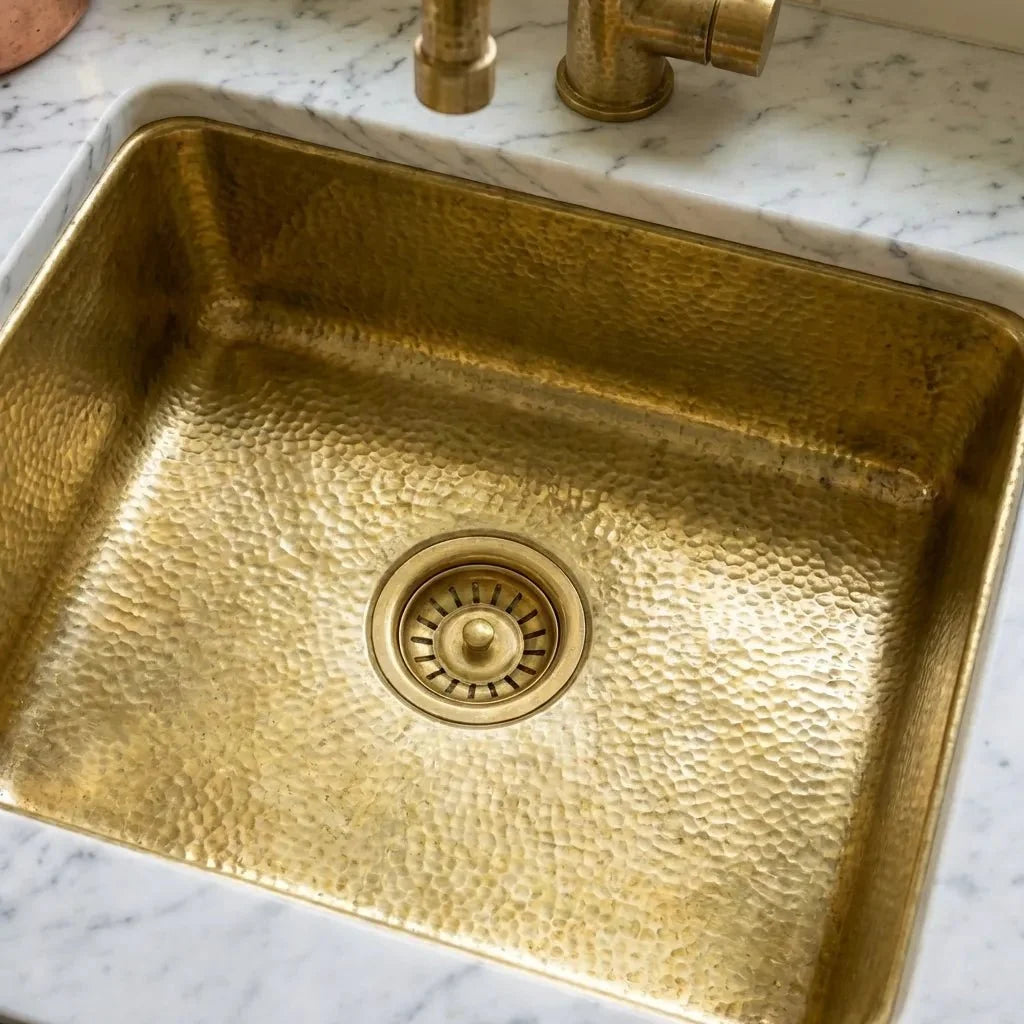 Unlacquered Brass Undermount Bar Sink with Drain