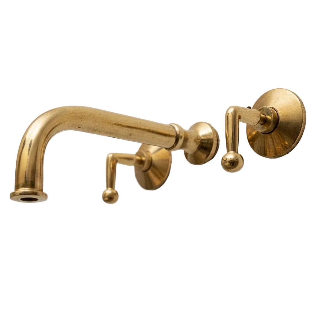 Unlacquered Brass Wall Mounted Bathroom Faucet