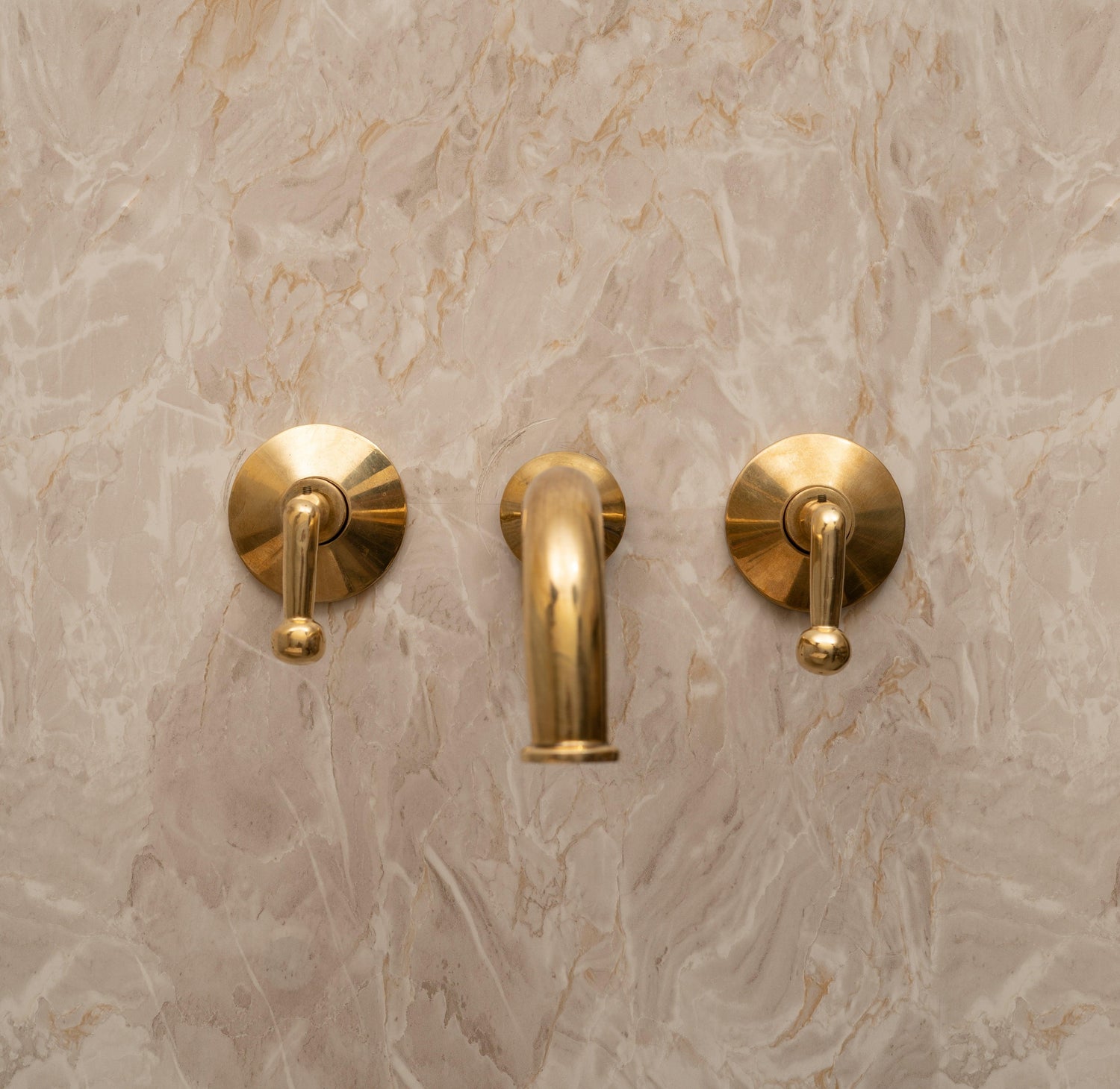 Unlacquered Brass Wall Mounted Bathroom Faucet