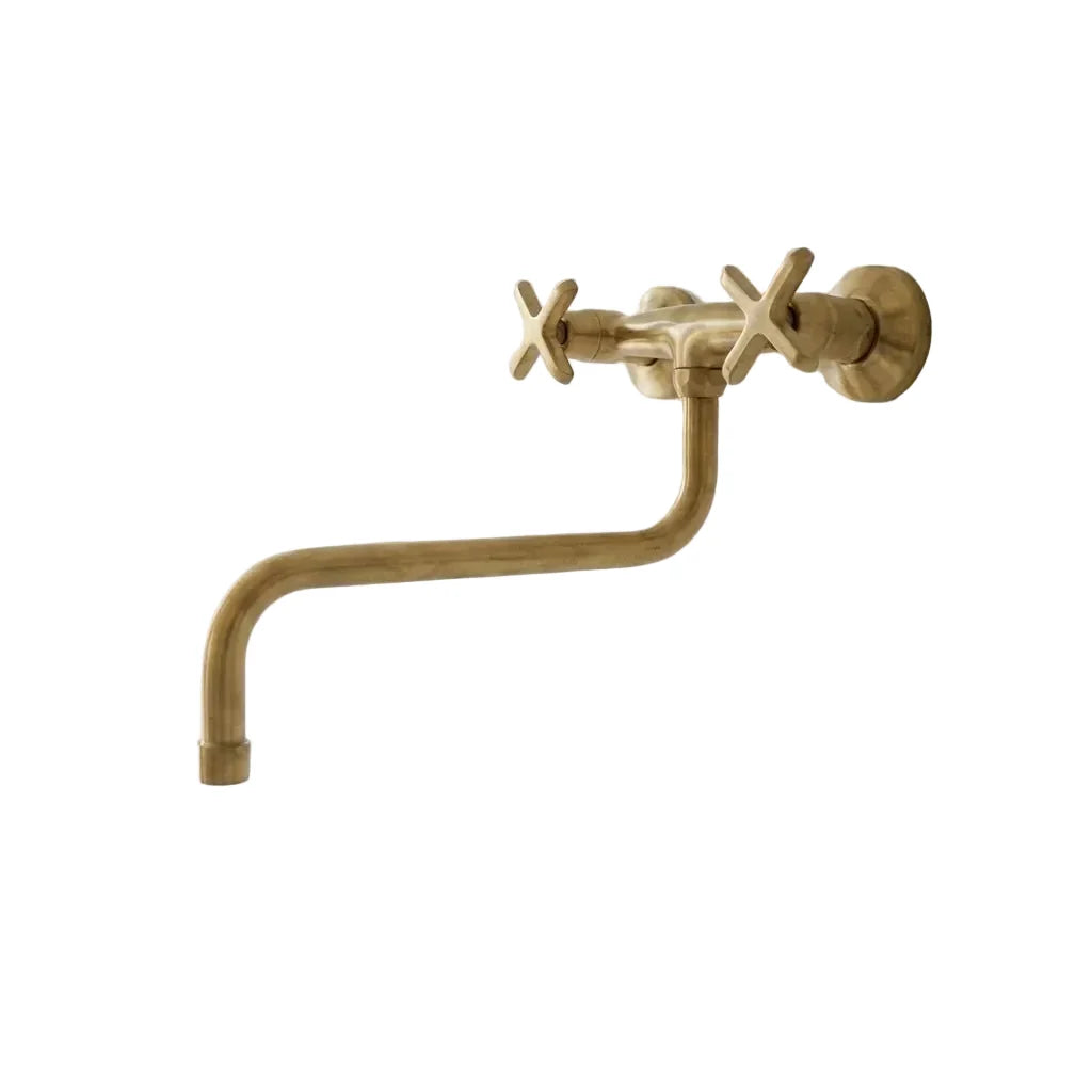 Unlacquered Brass Wall Mounted Kitchen Faucet