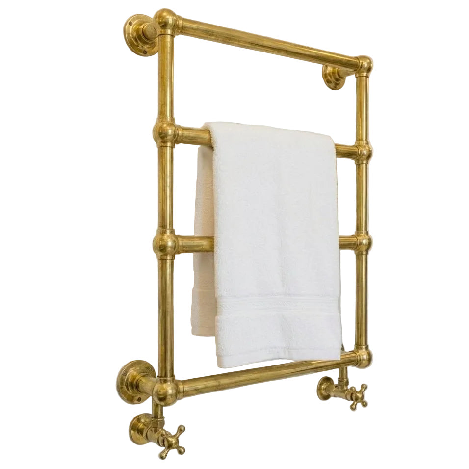 Unlacquered Brass Wall Mounted Towel Warmer Rail for Luxurious Bathrooms