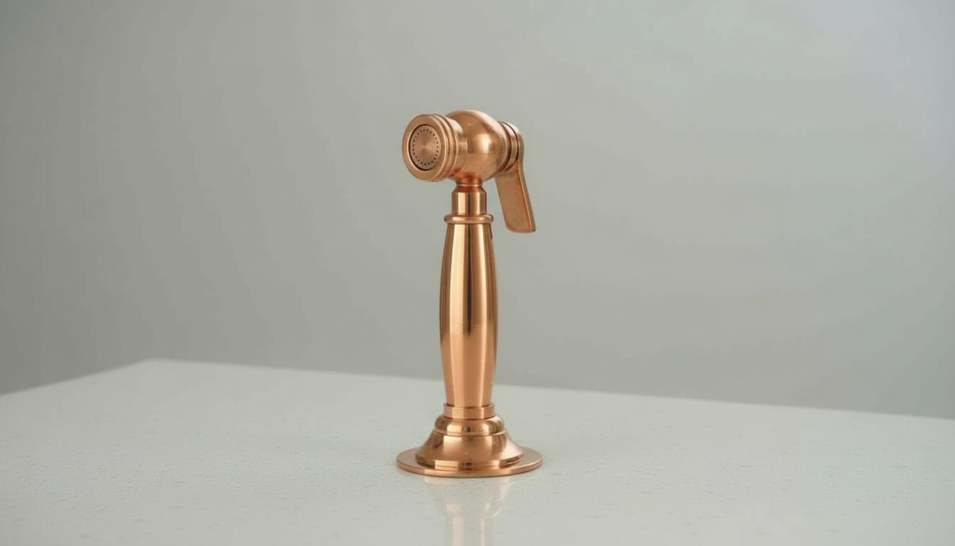 Unlacquered Copper Kitchen Side Sprayer - High Pressure Sink Attachment