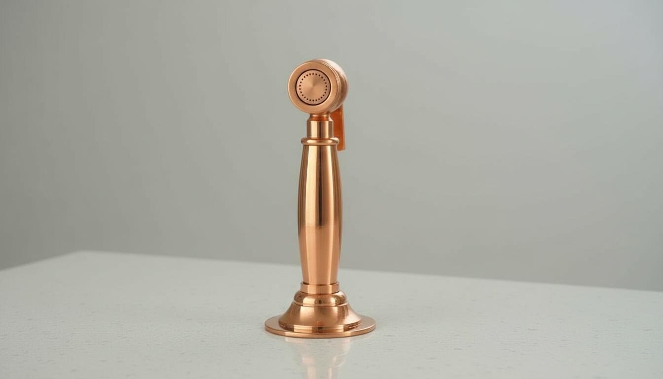 Unlacquered Copper Kitchen Side Sprayer - High Pressure Sink Attachment