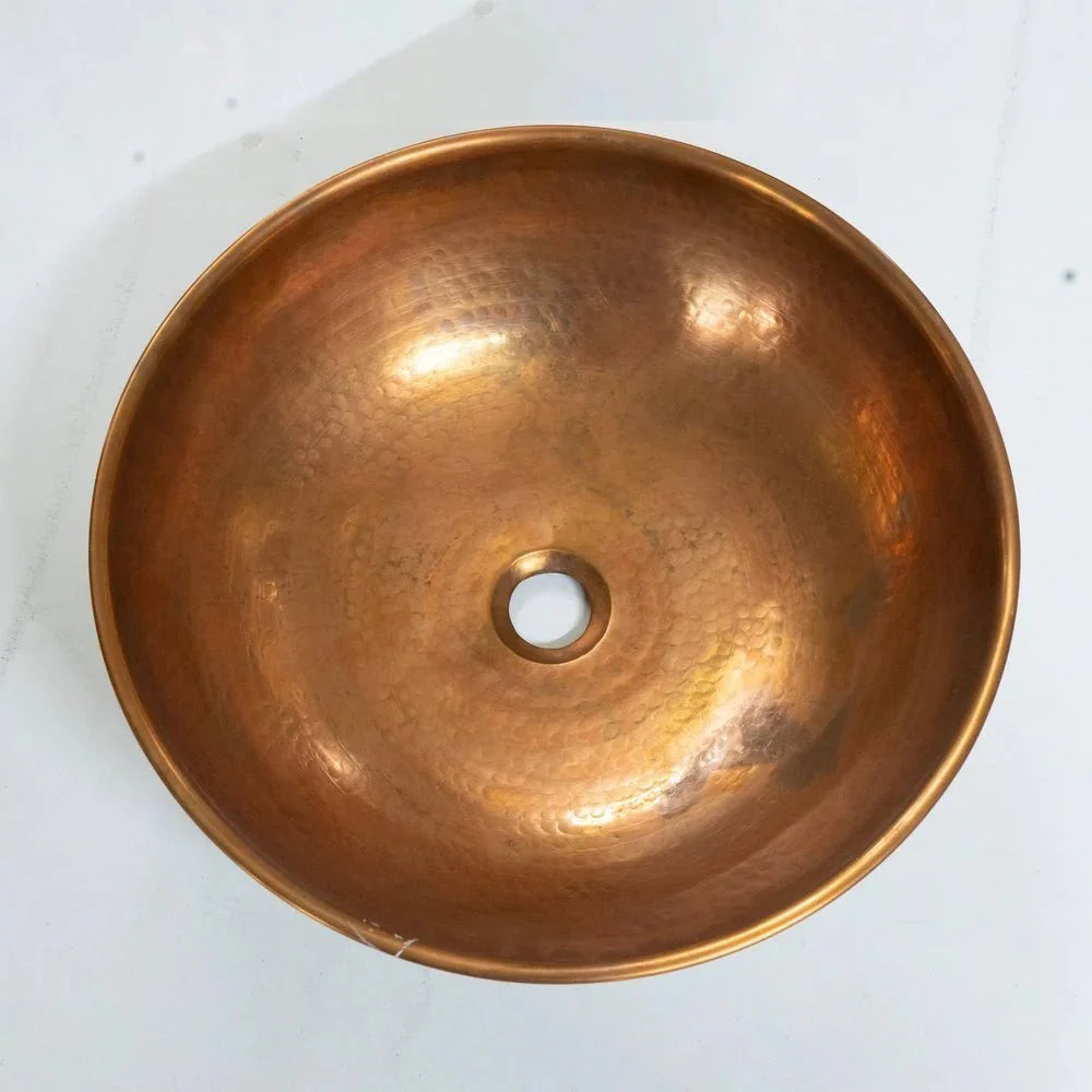 solide Copper Vessel Sink with Antique Finish for Elegant Bathrooms