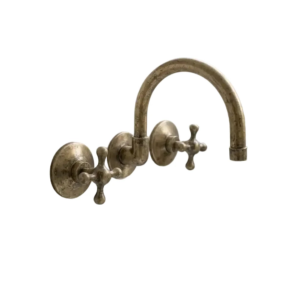 Vintage Solid Brass Wall Mount Faucet for Bathroom Sink