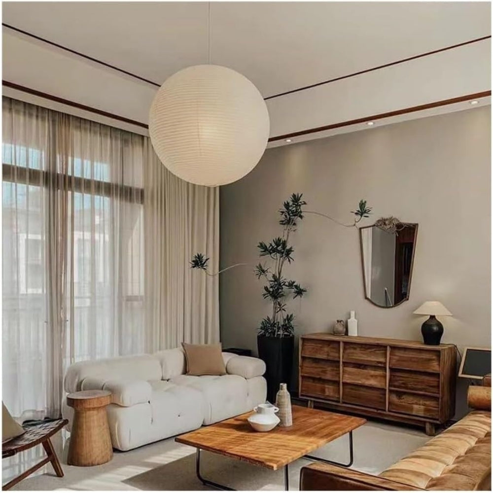 Japanese Wabi Sabi Rice Paper Ball Pendant Light