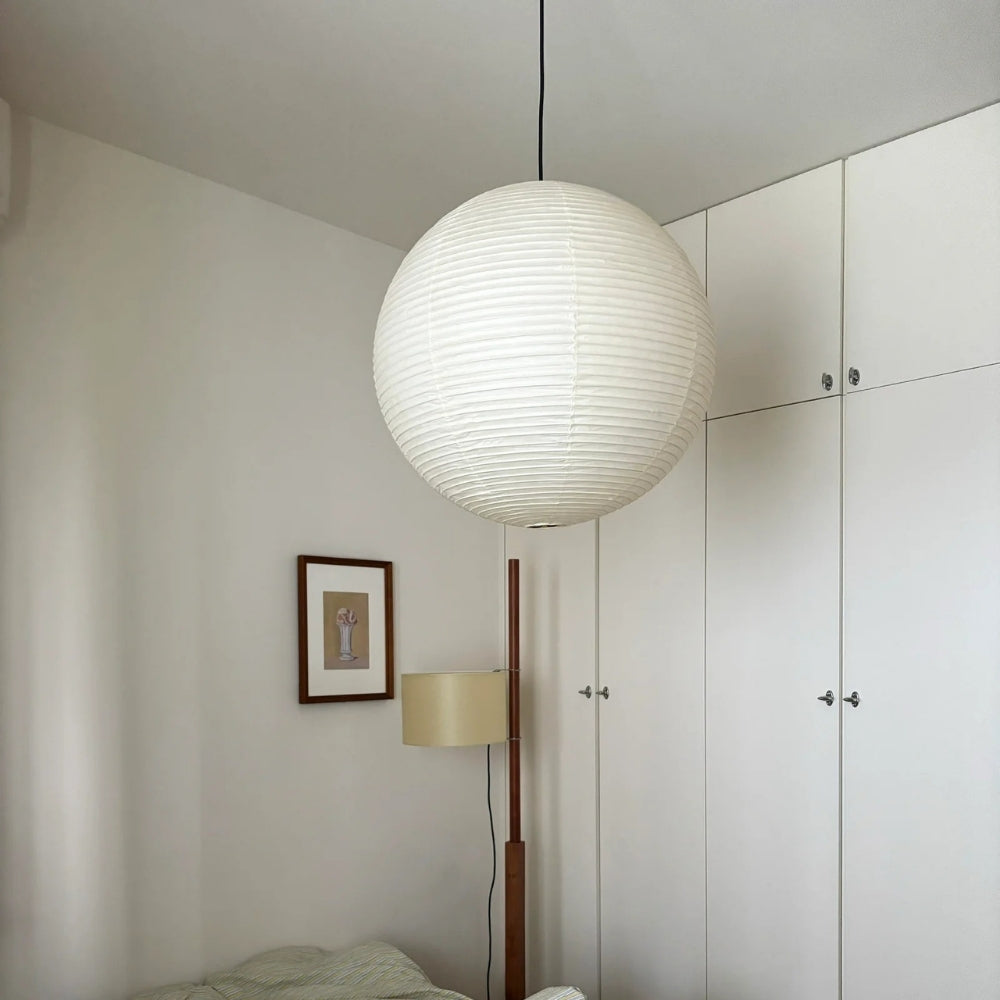 Japanese Wabi Sabi Rice Paper Ball Pendant Light
