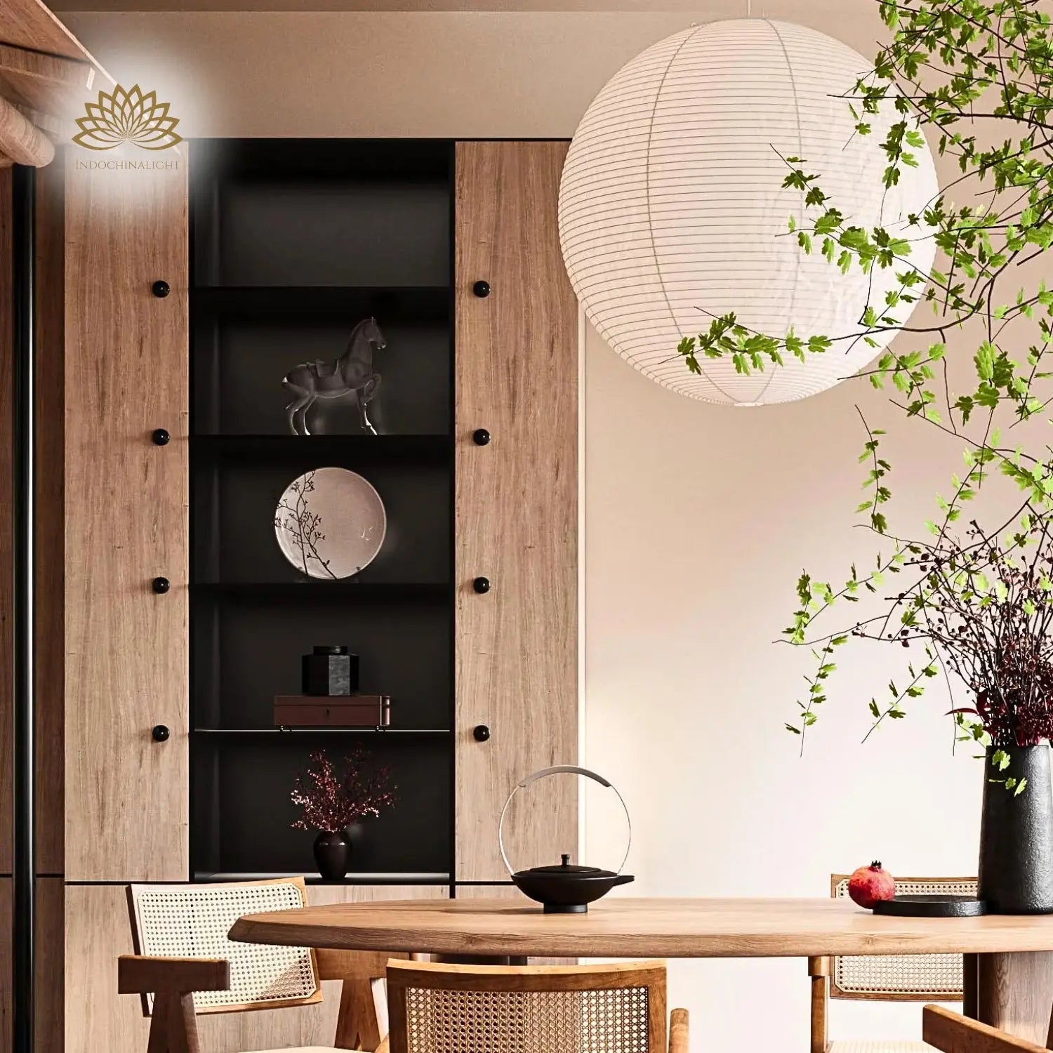 Japanese Wabi Sabi Rice Paper Ball Pendant Light