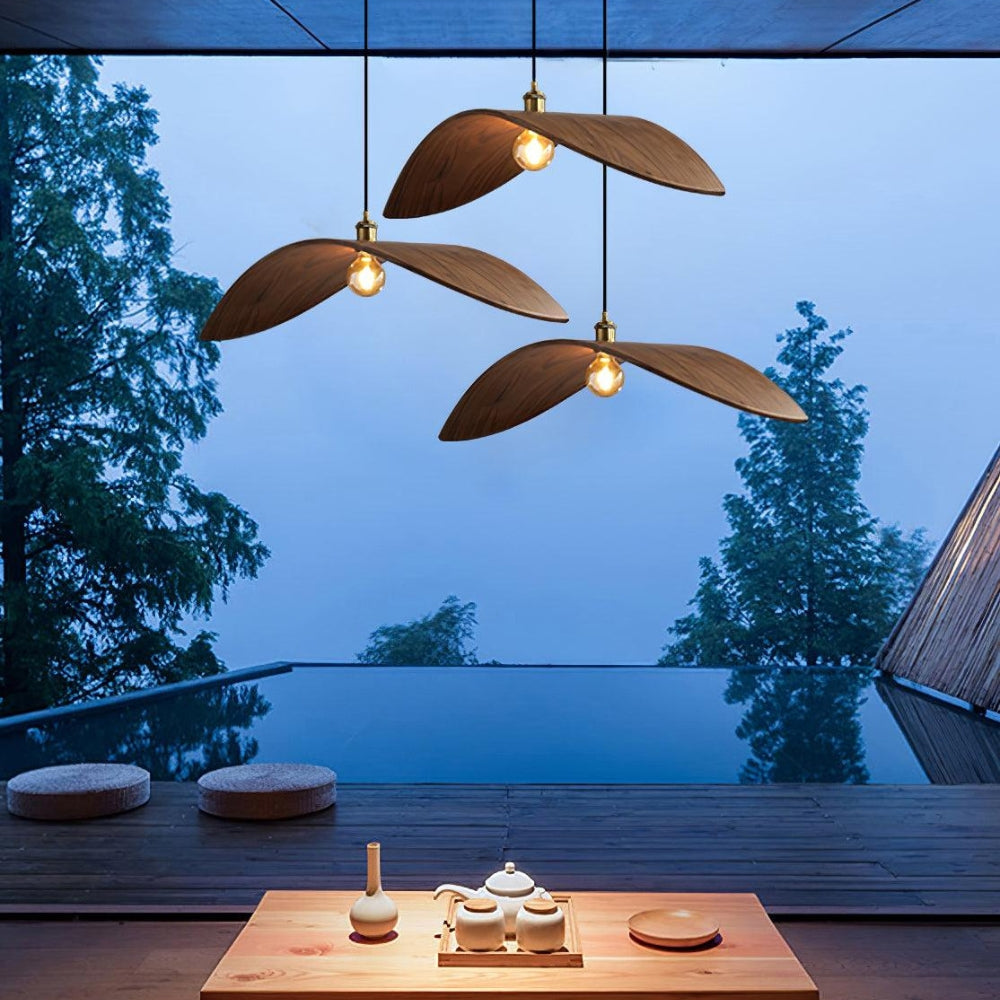 Flying Bird Wabi Sabi Wood Pendant Light