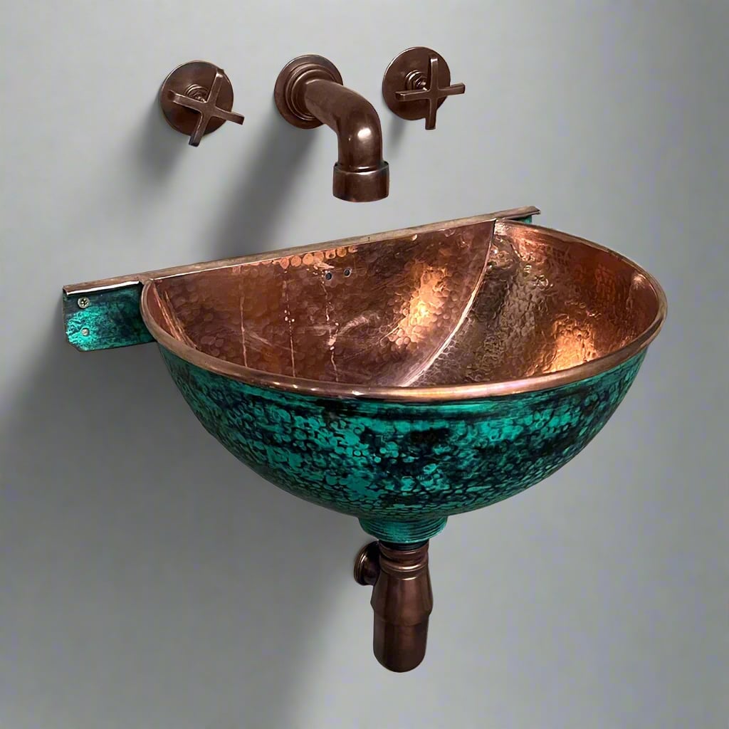 Green Patina Copper Wall Mount Sink