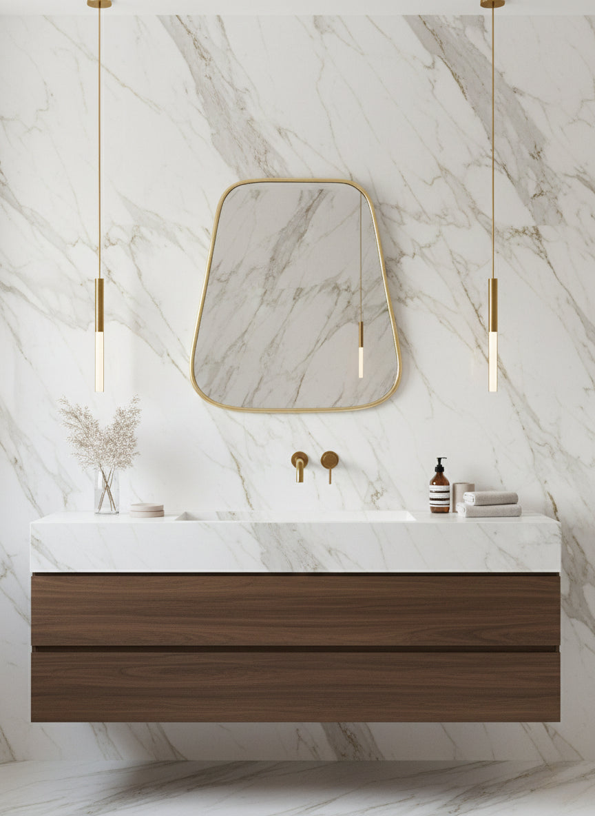Varaudu Gold Wall Brass Mirror Triangle Mirror 369099705 - Antique Brass Bathroom Mirror, Vanity Wall Decor
