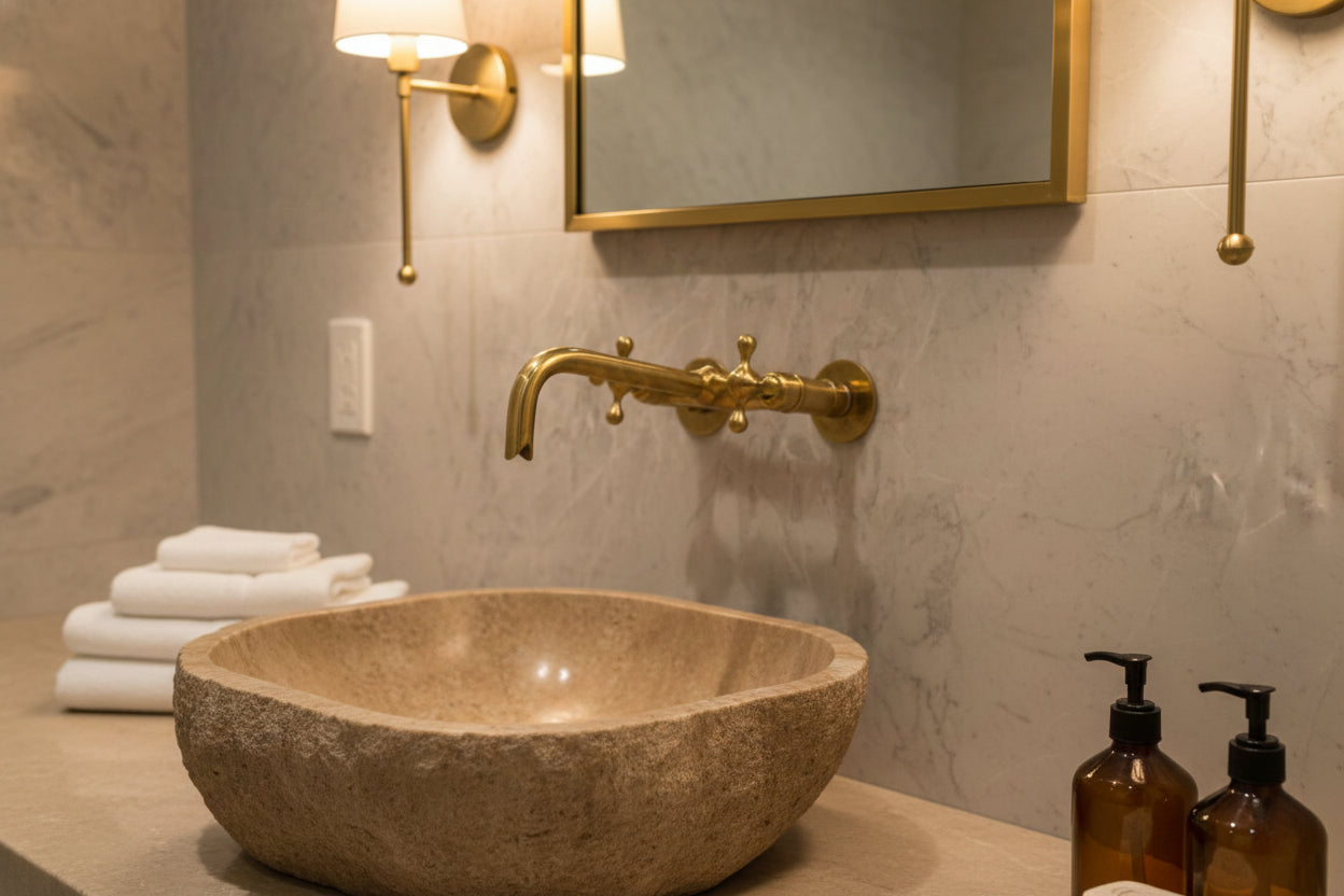 Unlacquered Brass Bathroom Faucet - Wall Mounted Faucet