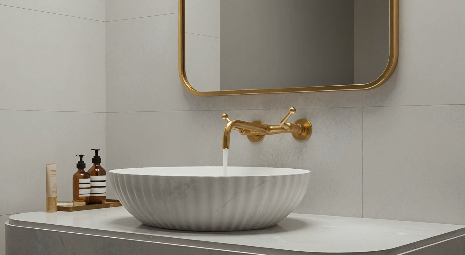 Wall Mounted Faucet - Unlacquered Brass Bathroom Faucet