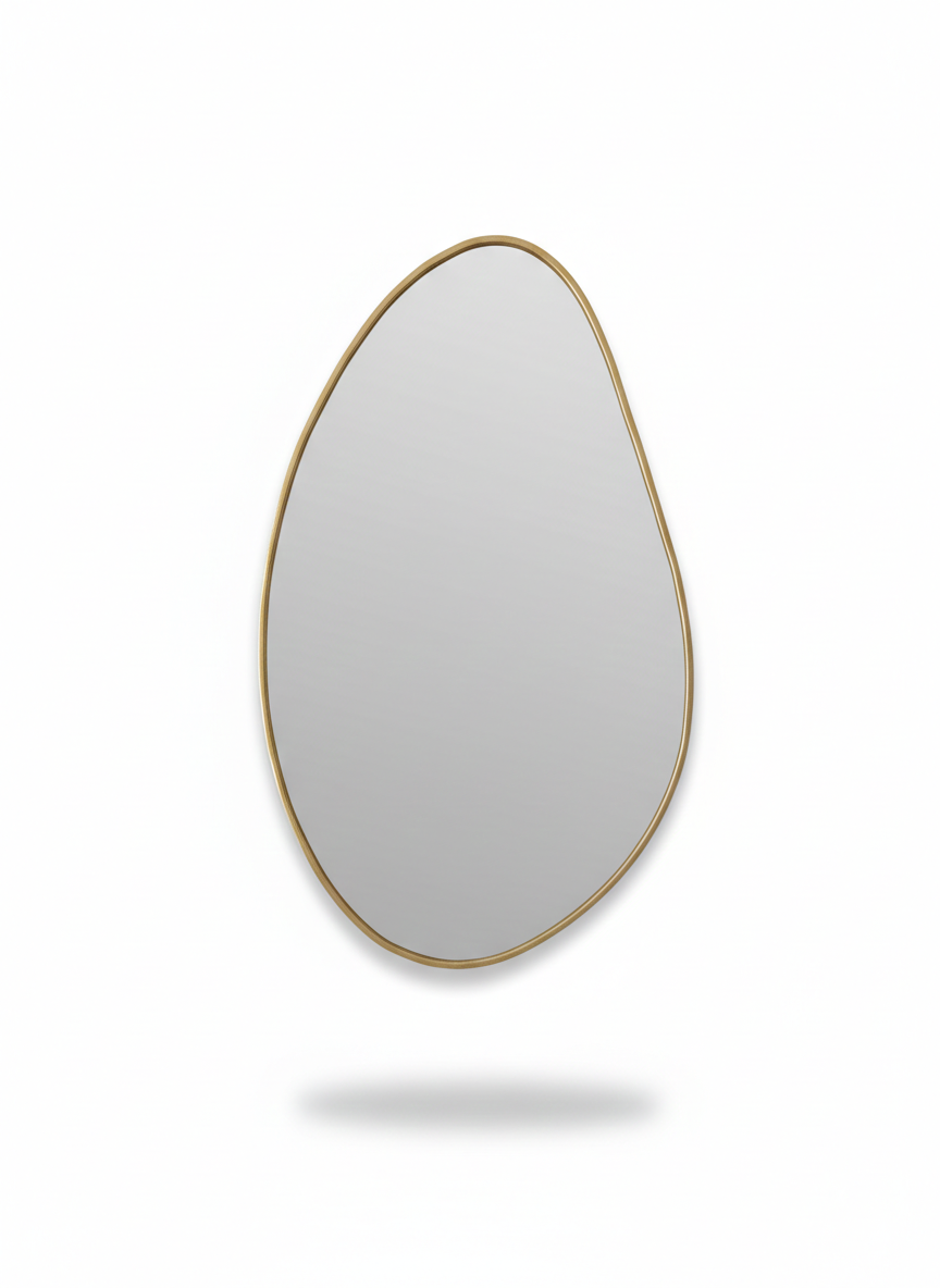 Varaudu Antique Brass Asymmetrical Mirror - Antique Brass Bathroom Mirror, Vanity Wall Decor