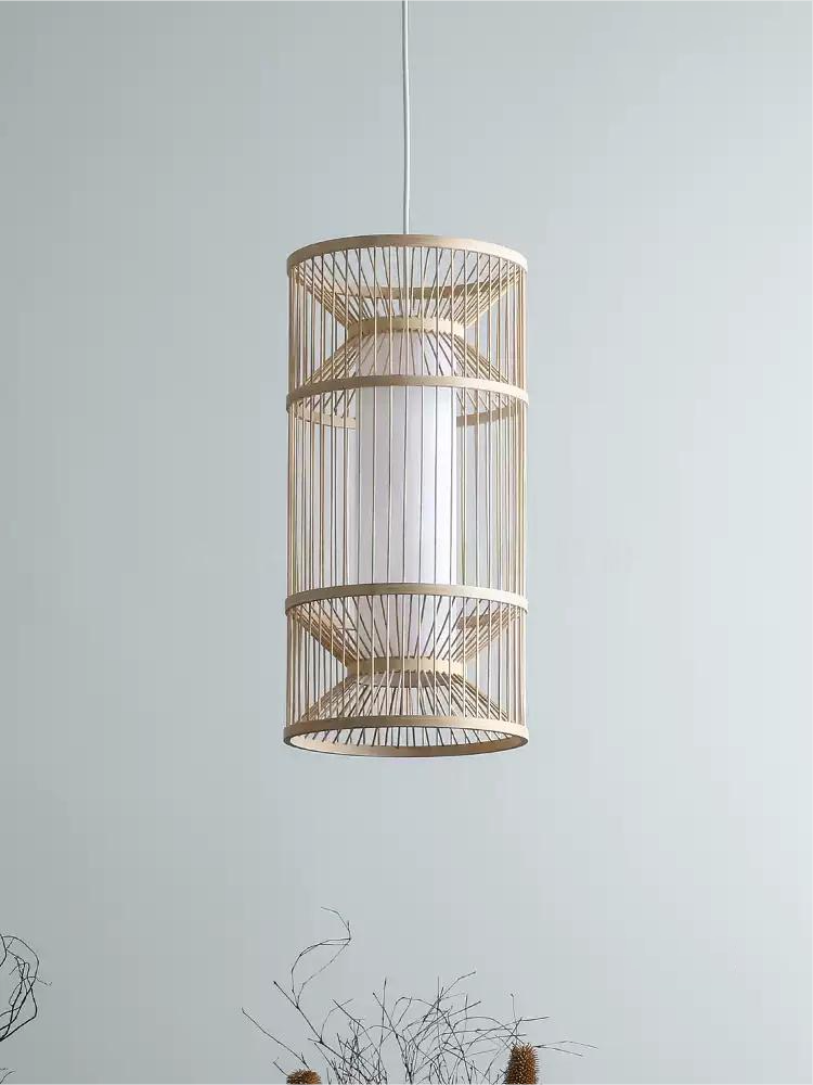 Cylindra Hourglass Bamboo Pendant Light