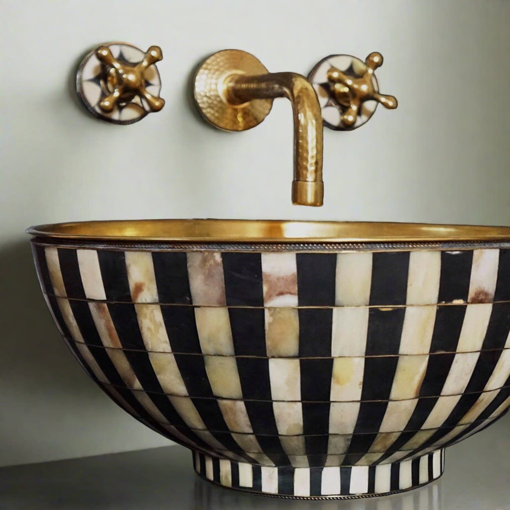Handcrafted Resin & Brass Vessel Sink