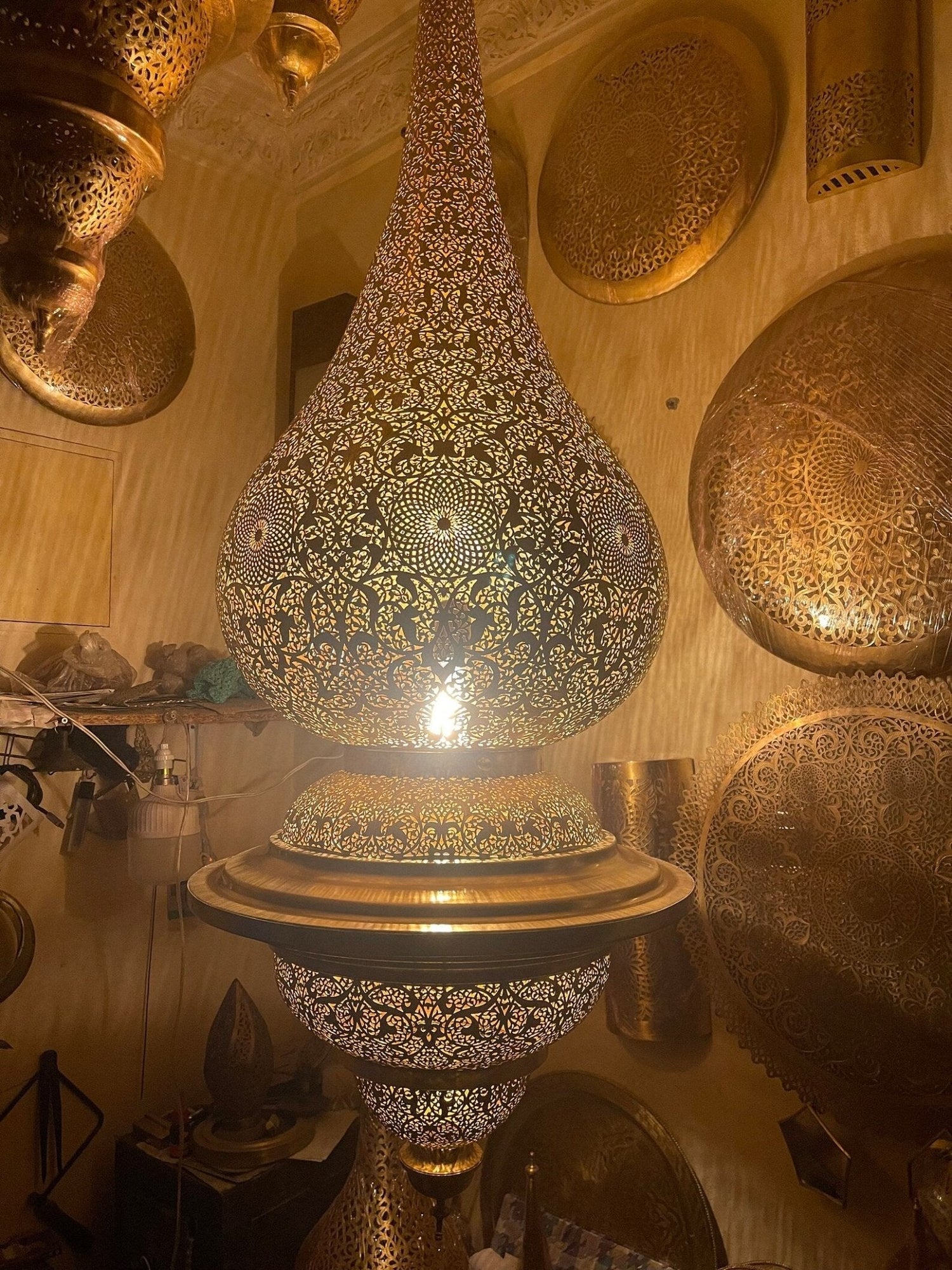 XL Unlacquered Brass Pendant Light - 57