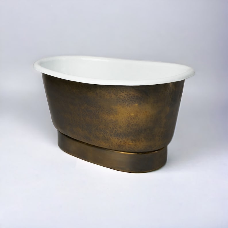 Freestanding Brass Vessel Sink – Hammered Tub Style Bathroom Basin