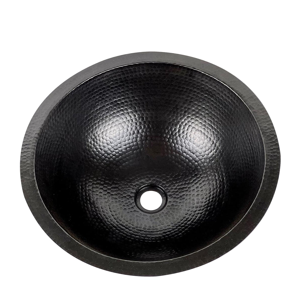 Black Hammered Copper Drop-In Sink – Round Bathroom Vanity Basin