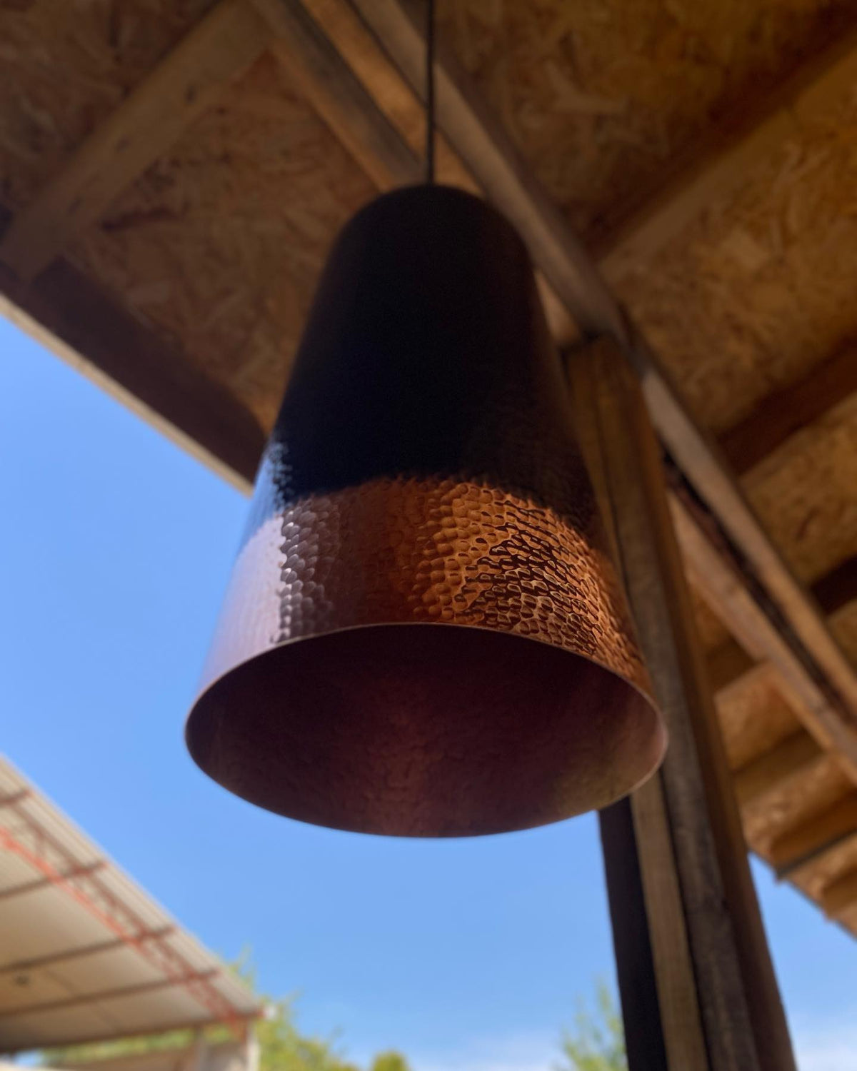 Hammered Two-Tone Copper Pendant Light - Farmhouse Hanging Light -Nyx