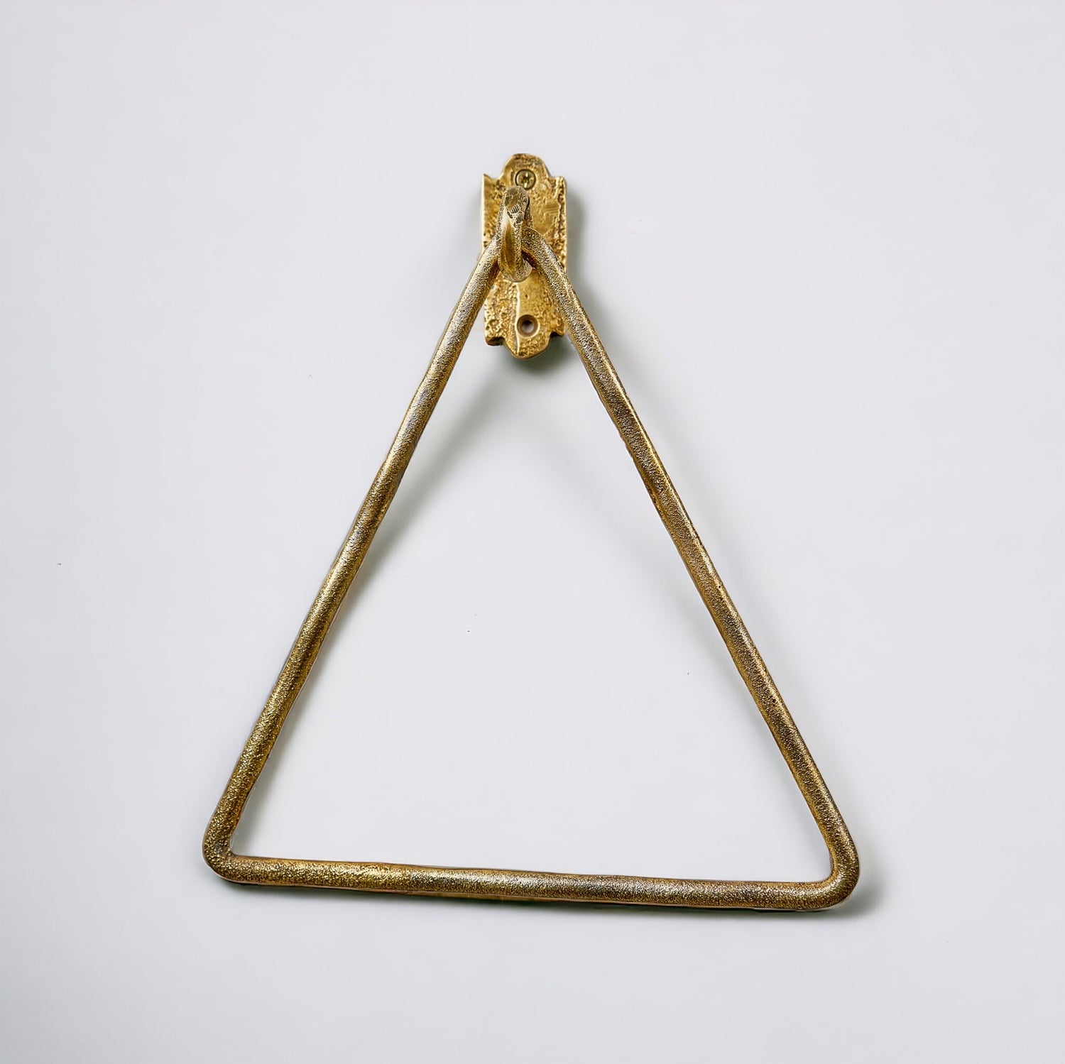 Handcrafted Brass Triangle Towel Ring – Wall Mounted Unlacquered Bathroom Holder