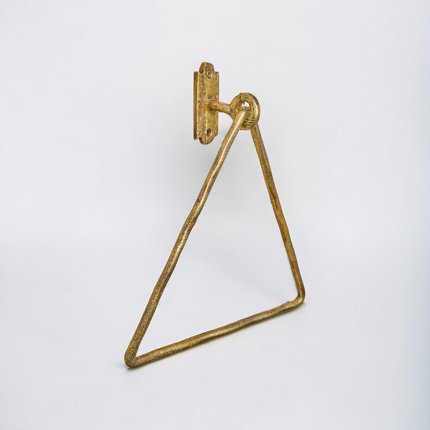 Handcrafted Brass Triangle Towel Ring – Wall Mounted Unlacquered Bathroom Holder