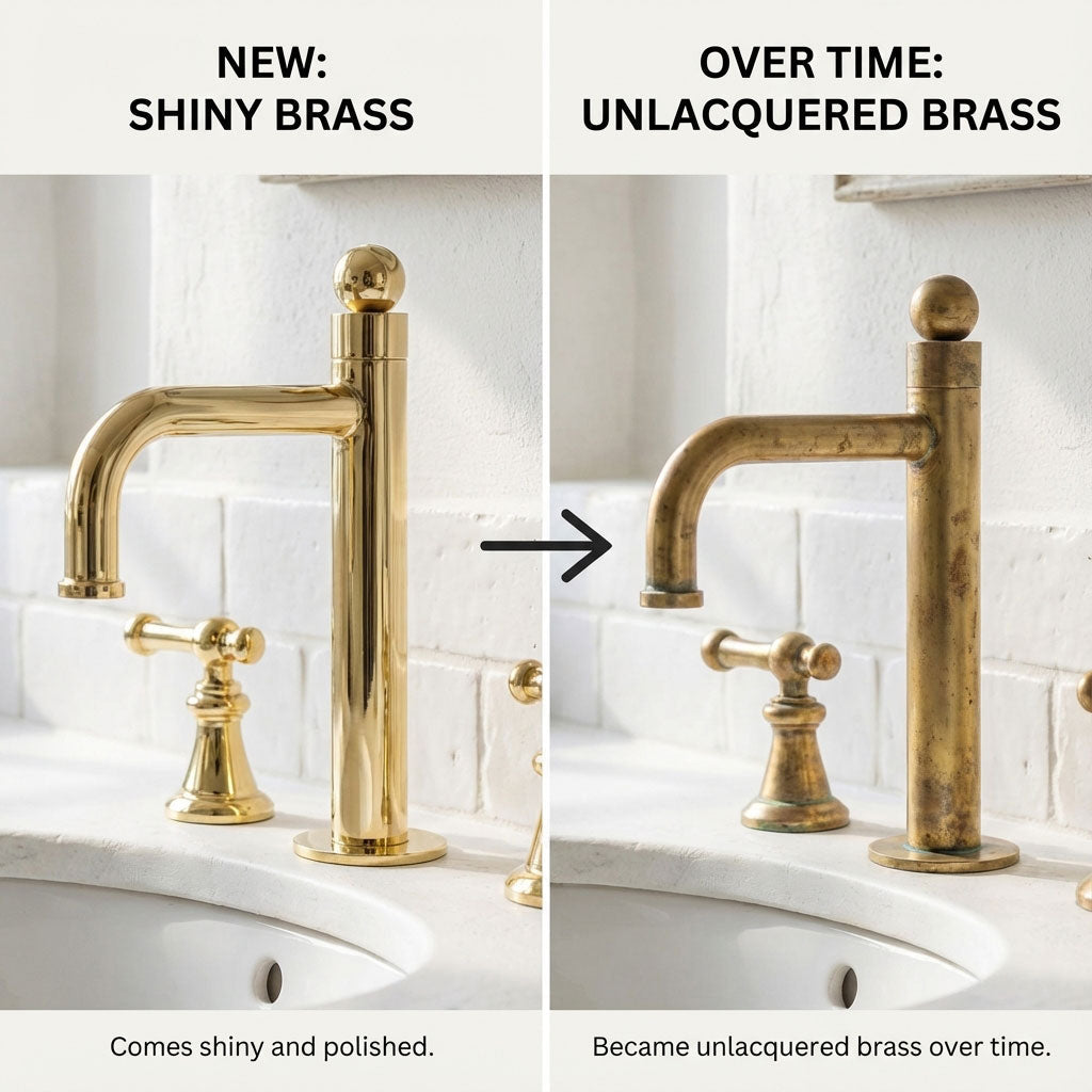 Unlacquered Brass Widespread Faucet – Tall Spout Bathroom Lever Tap