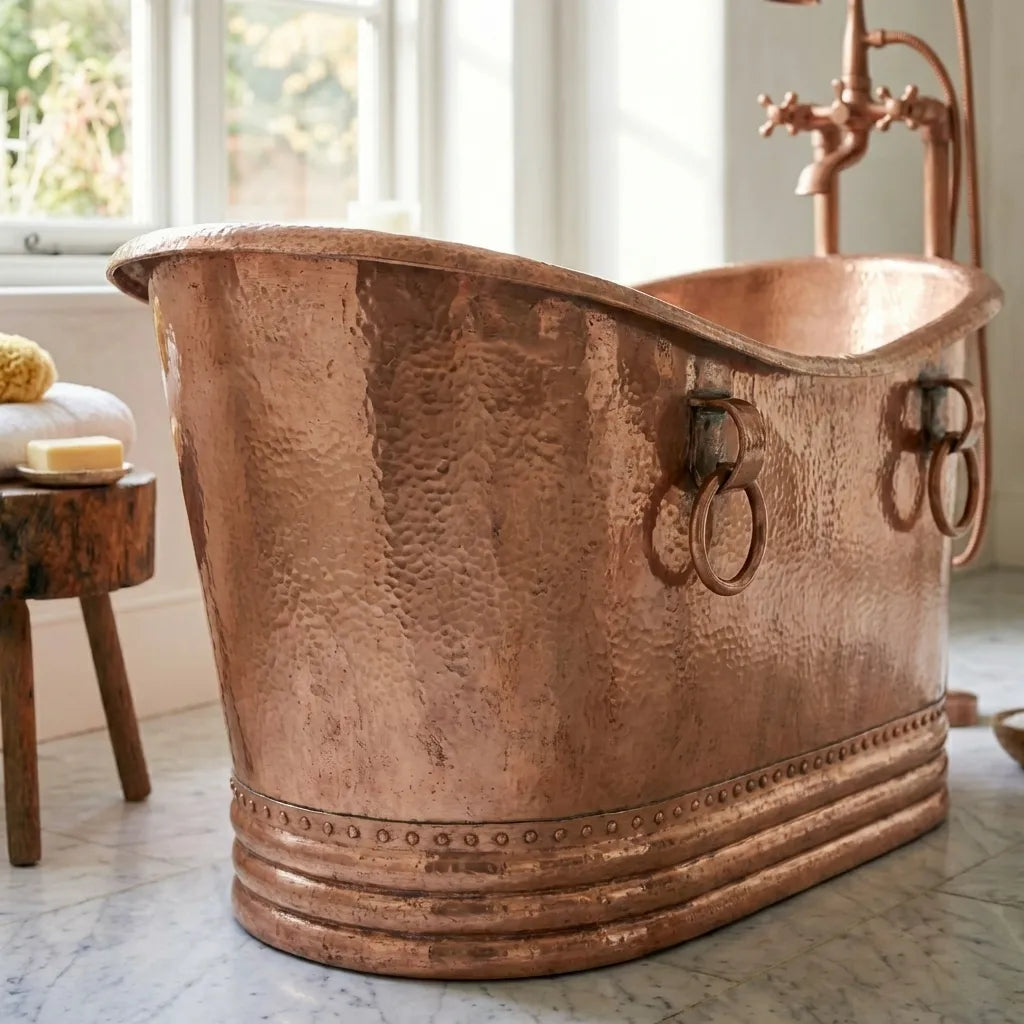 Hammered Copper Bathtub - Solid Hammered Copper Soaking Tub