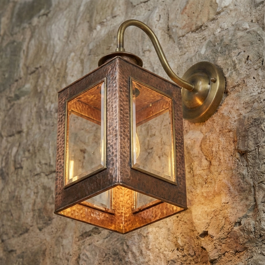 Handmade Copper Outdoor Wall Lantern – Brass Gooseneck Sconce