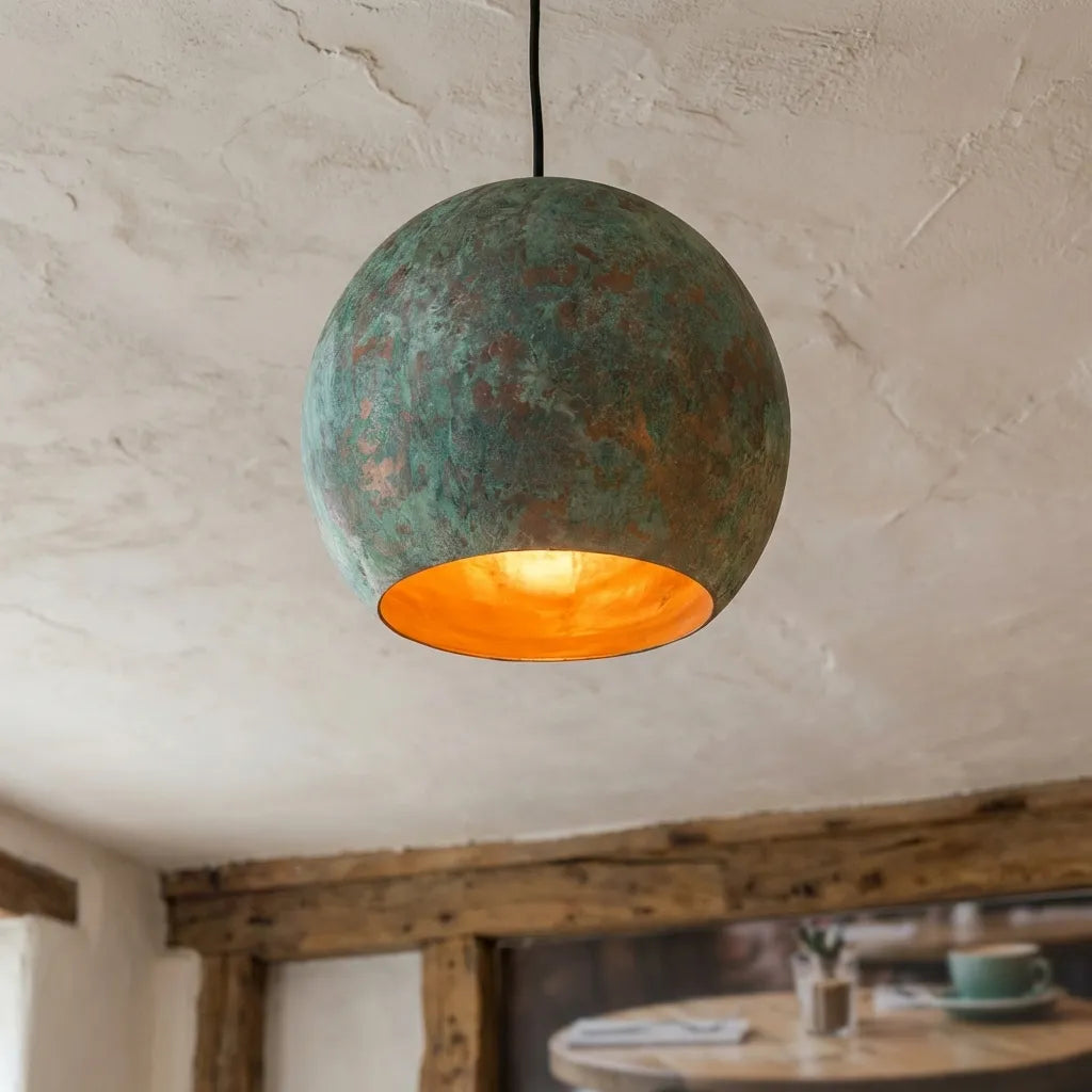 Copper Patina pendant light, Ceiling Light Fixture