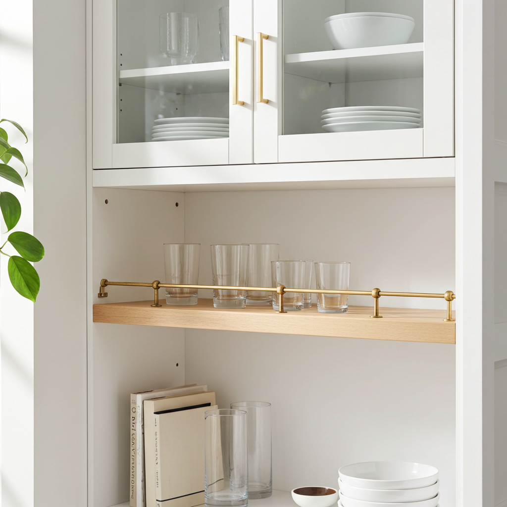 Unlacquered Brass Gallery Rail – Solid Brass Kitchen Shelf Safety Bar