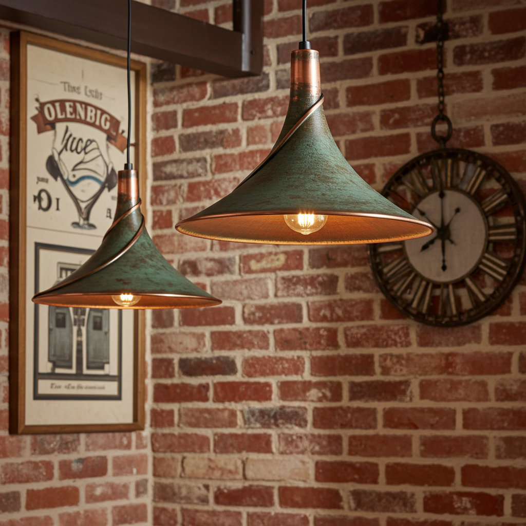 Handmade Oxidized Copper Pendant Light – Patina Dome Ceiling Lamp