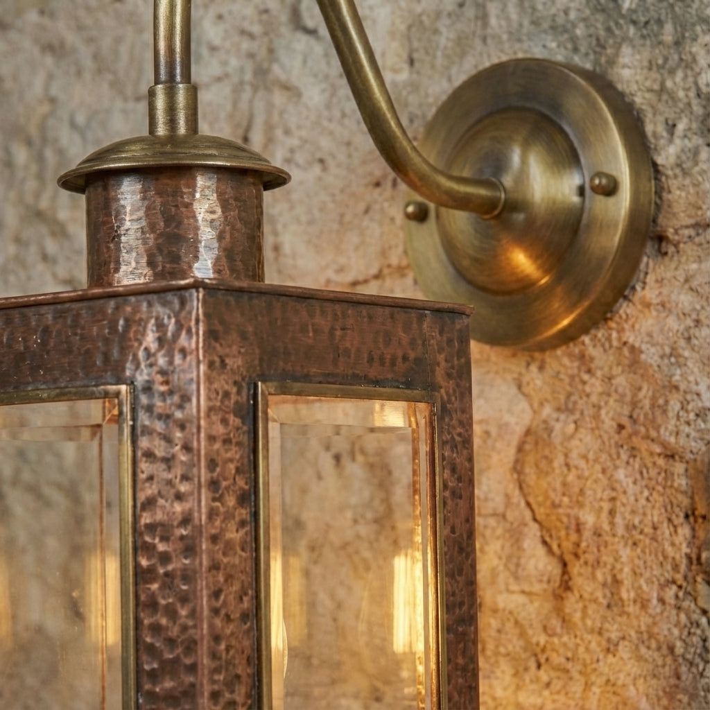 Handmade Copper Outdoor Wall Lantern – Brass Gooseneck Sconce