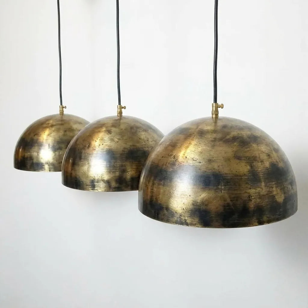Vintage Industrial Ceiling Lamp, Antique Aged Brass Hanging Light Fixture for Kitchen Island & Dining Room