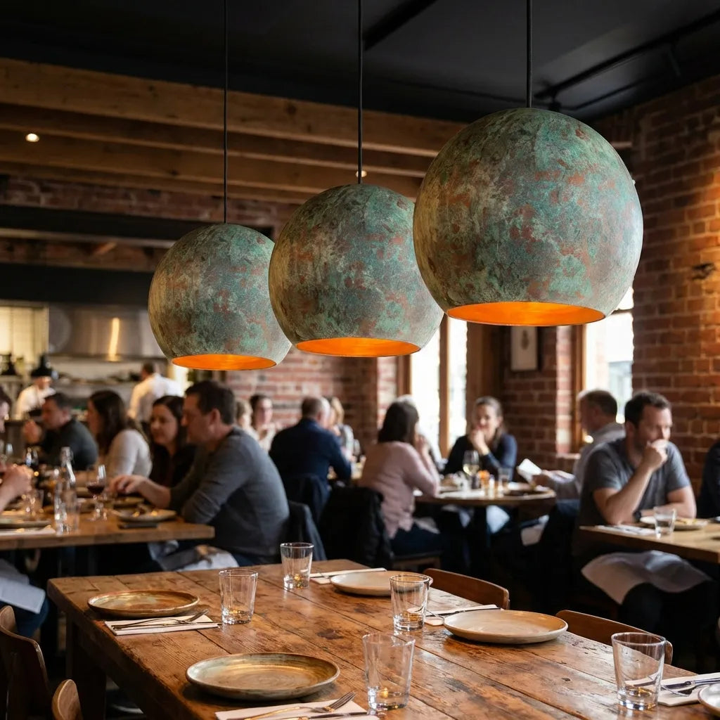 Copper Patina pendant light, Ceiling Light Fixture