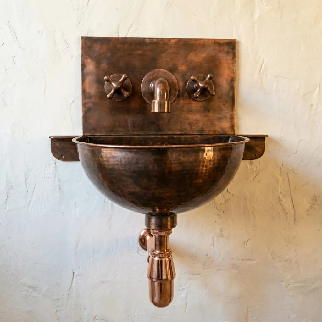 Copper Wall Mount Bathroom Sink 20
