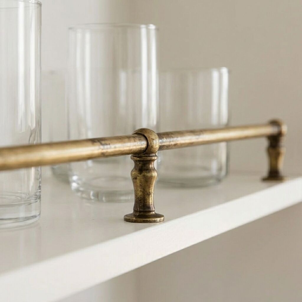 Solid Brass Shelf Guard Rail – Unlacquered Handmade Kitchen Bar