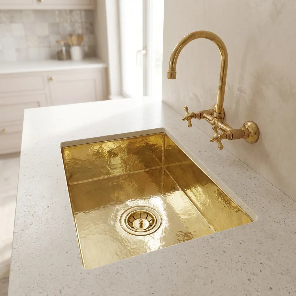 Undermount Single Brass Kitchen Sink Various Sizes , Hammered Brass Kitchen Sink