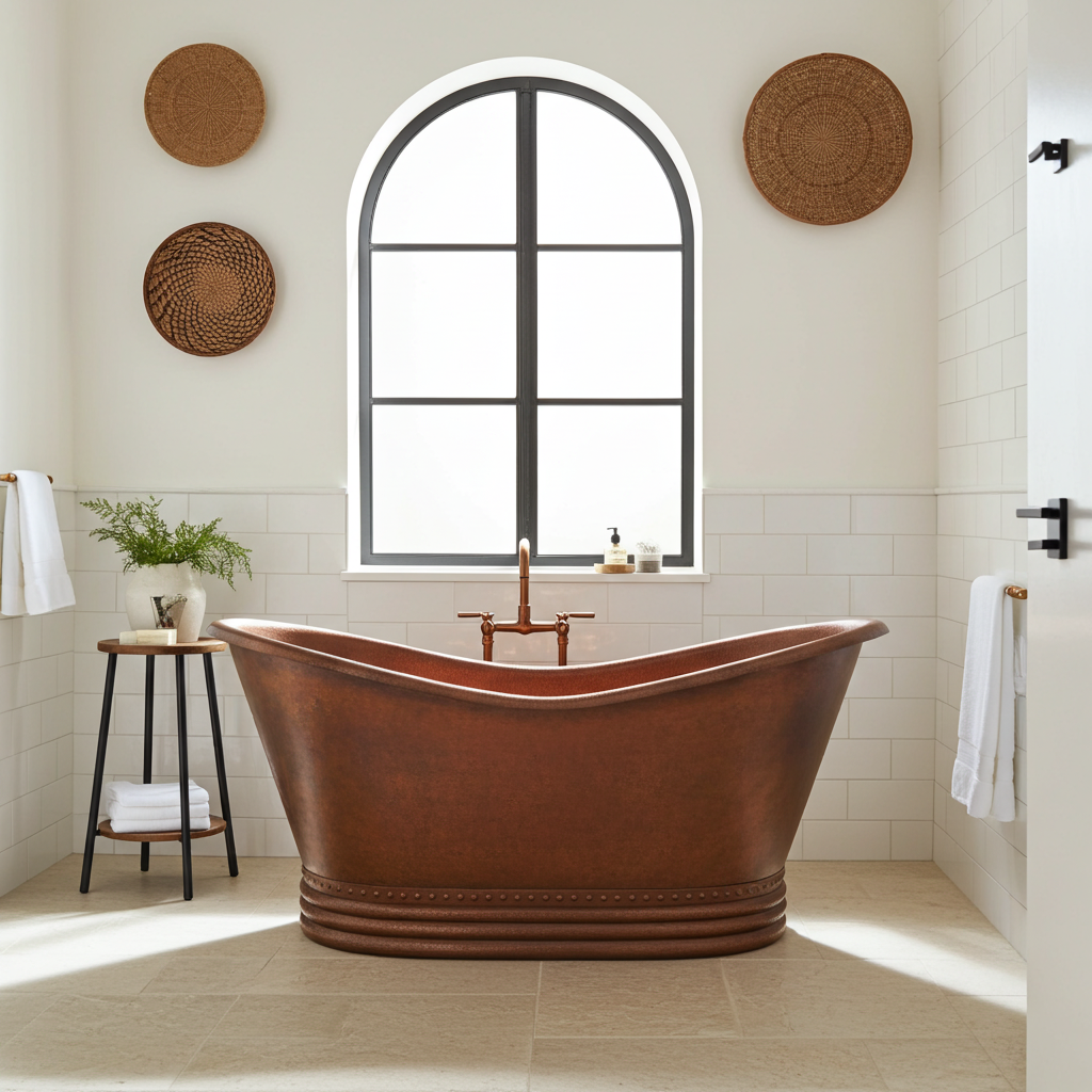 Solid Brown Copper Bathtub - Brown Copper Soaking Tub