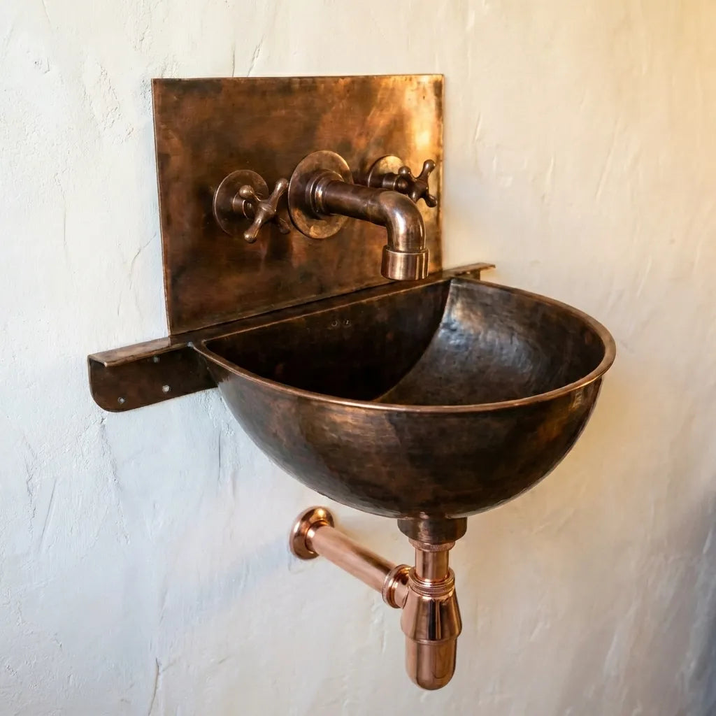 Copper Wall Mount Bathroom Sink 20