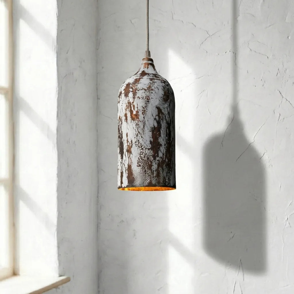 Rustic Patina Copper Pendant Light -Handcrafted Copper Ceiling Lamp