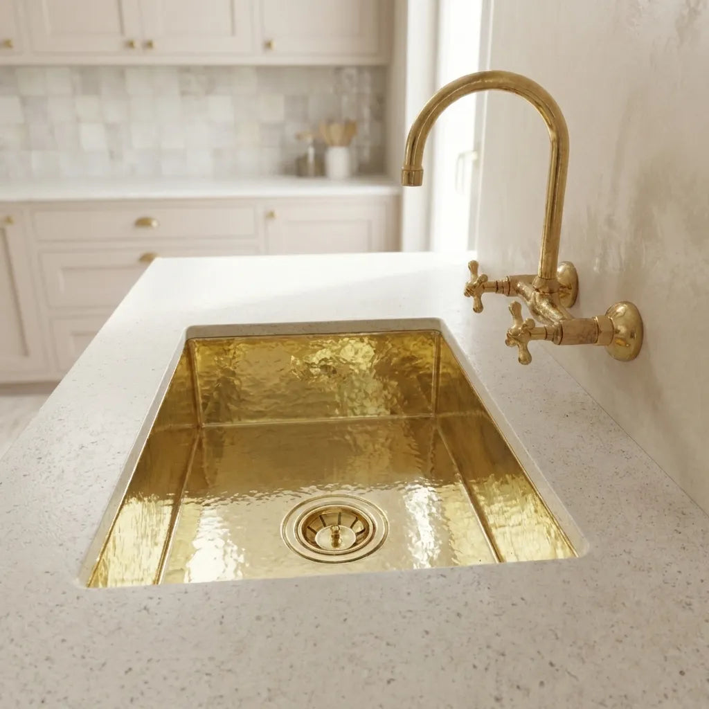 Undermount Single Brass Kitchen Sink Various Sizes , Hammered Brass Kitchen Sink