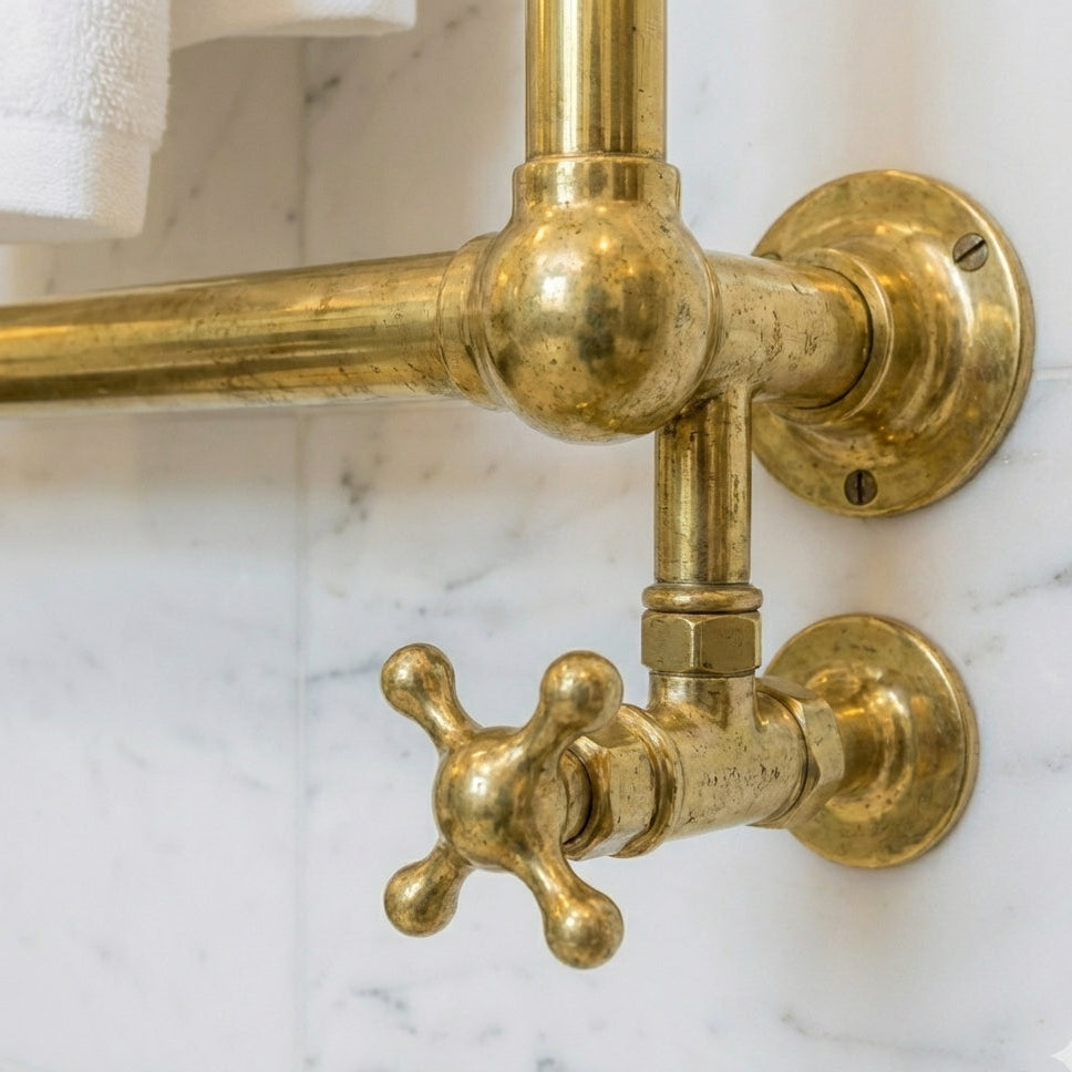 Unlacquered Brass Wall Mounted Towel Warmer Rail