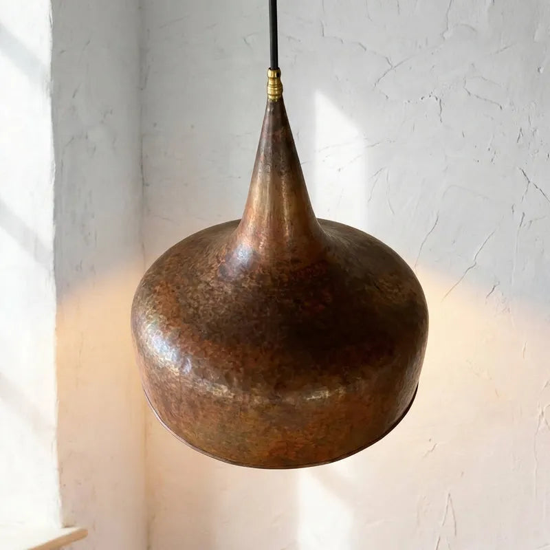 Aged Copper Farmhouse Pendant Light