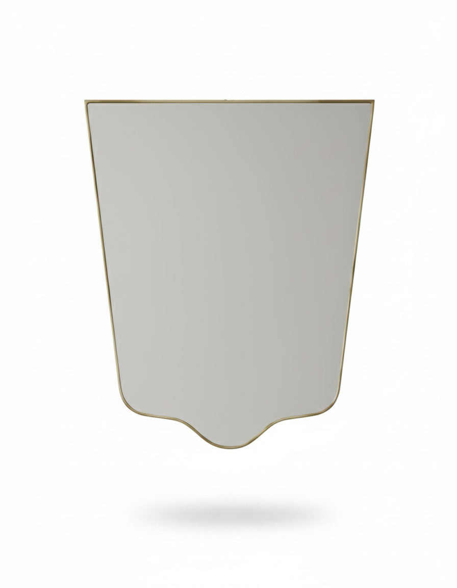 Varaudu Minimal Crest Edge Mirror Handmade Brass Mirror - Antique Brass Bathroom Mirror, Vanity Wall Decor