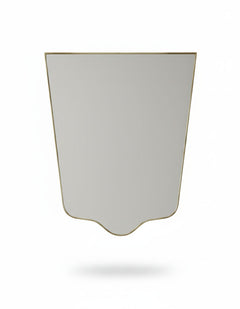 Varaudu Minimal Crest Edge Mirror Handmade Brass Mirror - Antique Brass Bathroom Mirror, Vanity Wall Decor