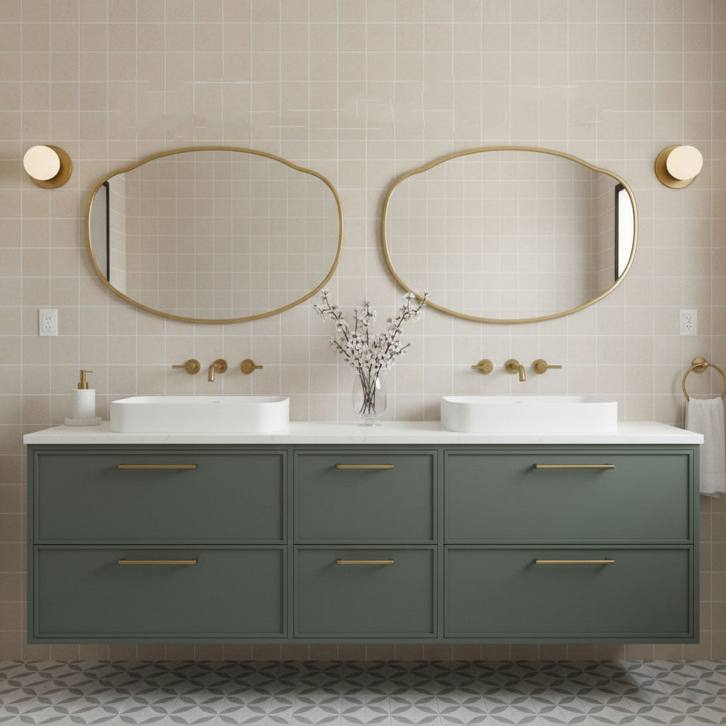 Varaudu Belle Cloud Mirror Handmade Unlacquered Brass - Antique Brass Bathroom Mirror, Vanity Wall Decor