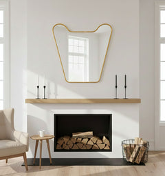 Varaudu Double Curve Crest Gold Handmade Brass Mirror - Antique Brass Bathroom Mirror, Vanity Wall Decor